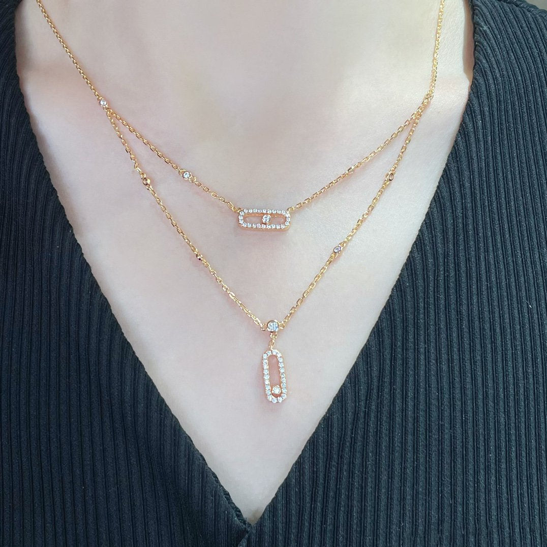 [Loco jewelrys]MOVE 2 ROW DIAMOND NECKLACE