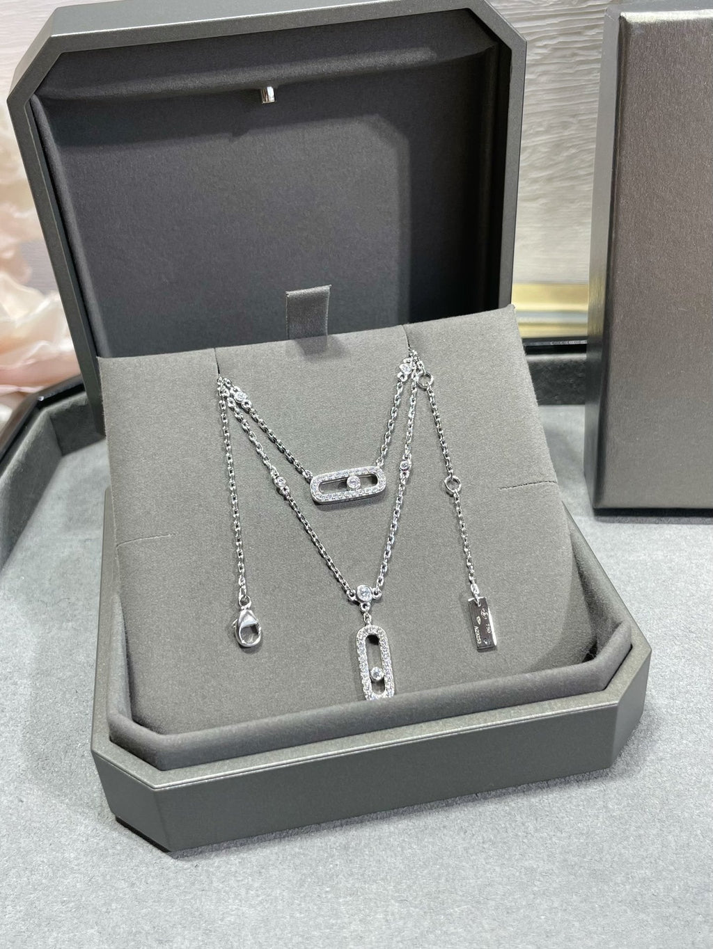 [Loco jewelrys]MOVE 2 ROW DIAMOND NECKLACE