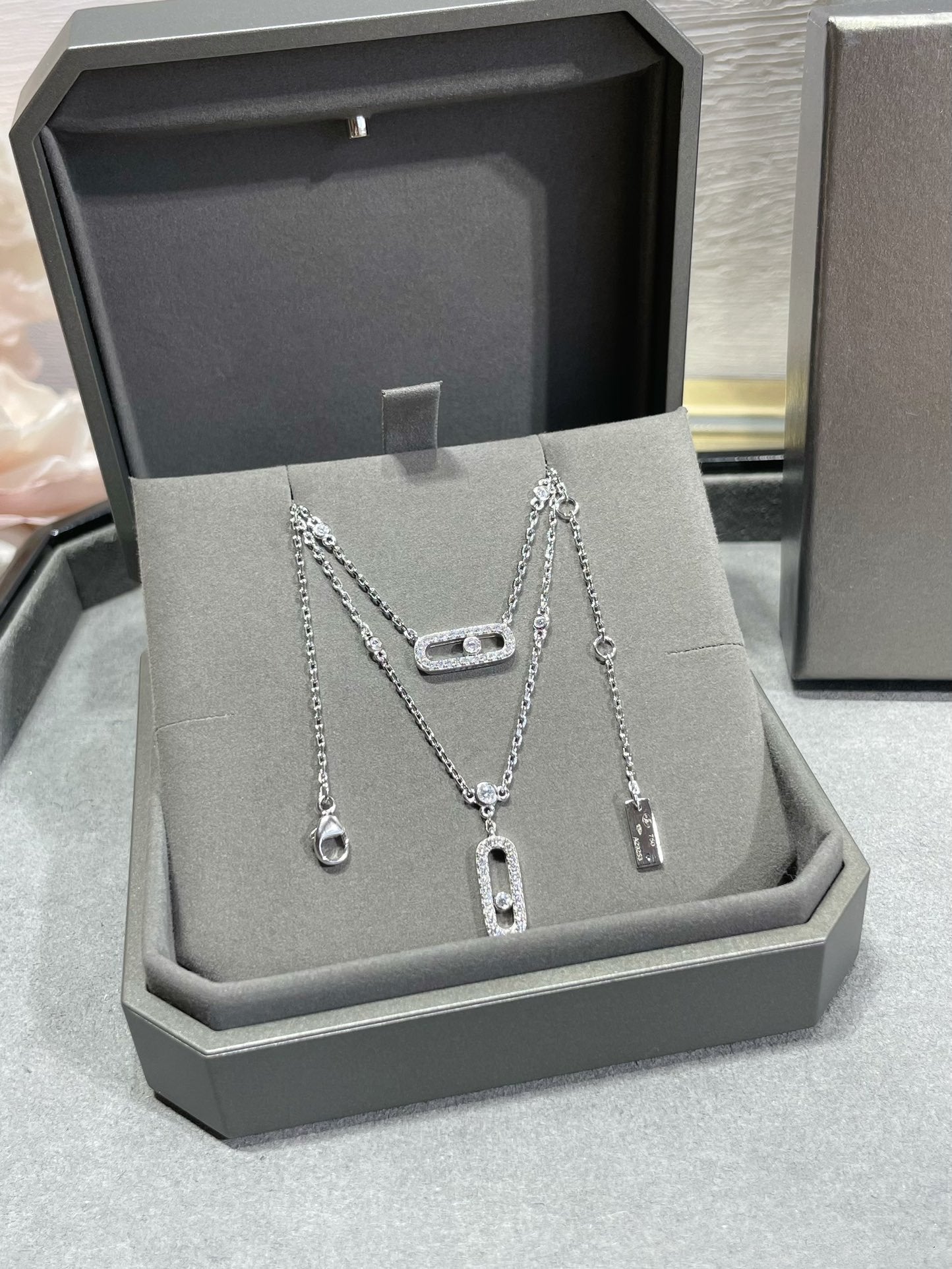 [Loco jewelrys]MOVE 2 ROW DIAMOND NECKLACE