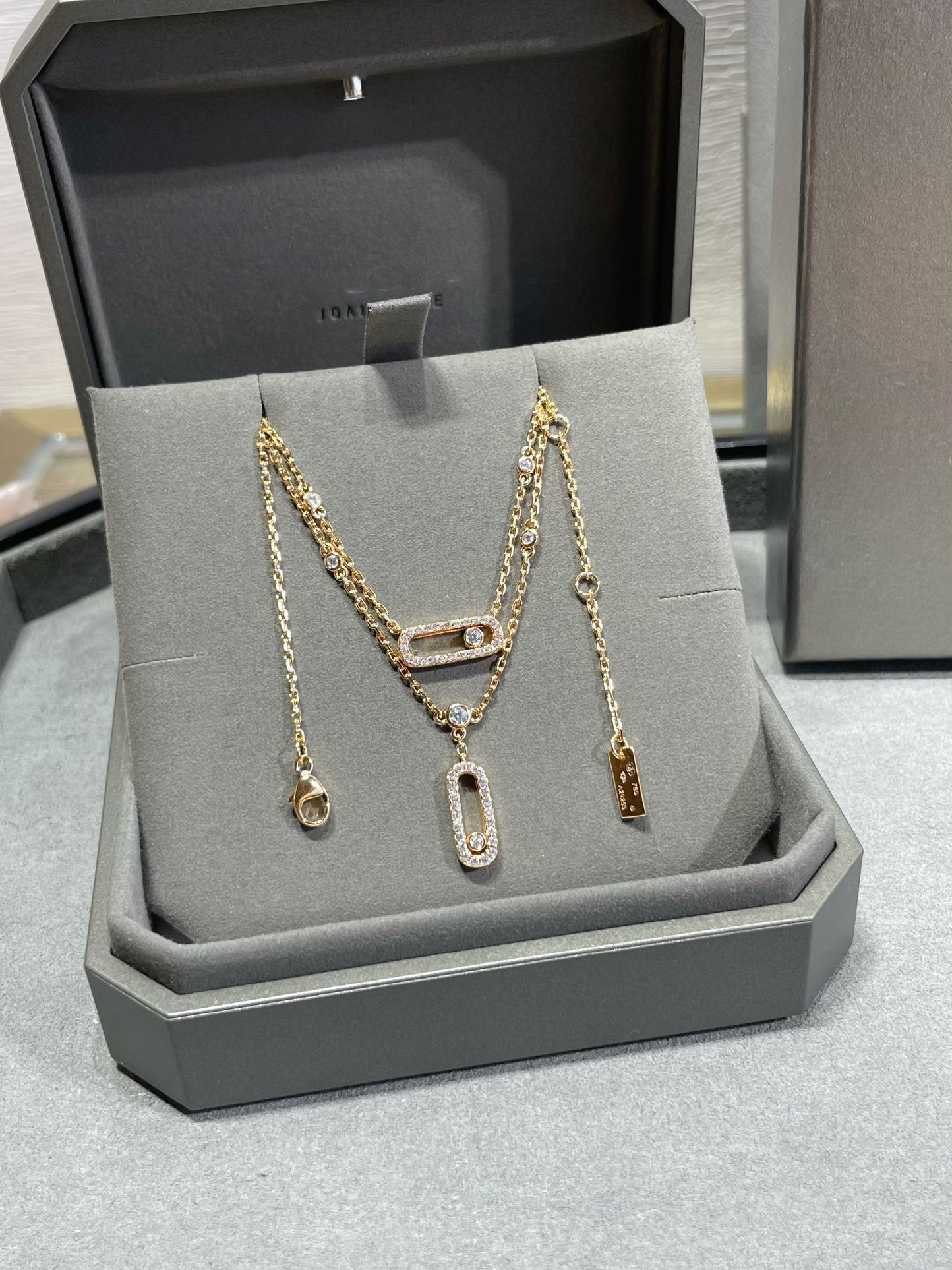 [Loco jewelrys]MOVE 2 ROW DIAMOND NECKLACE