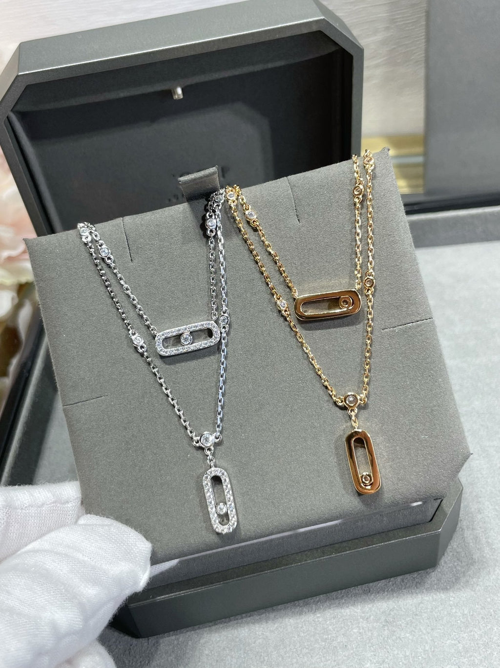 [Loco jewelrys]MOVE 2 ROW DIAMOND NECKLACE