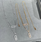 [Loco jewelrys]MOVE 2 ROW DIAMOND NECKLACE