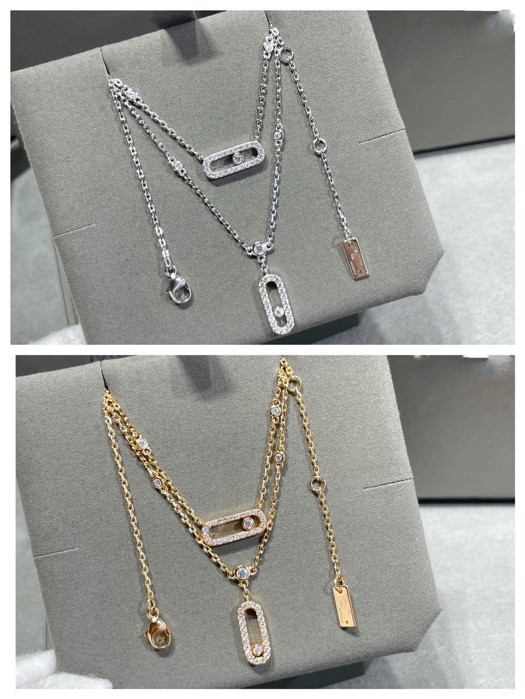 [Loco jewelrys]MOVE 2 ROW DIAMOND NECKLACE