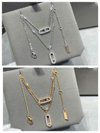 [Loco jewelrys]MOVE 2 ROW DIAMOND NECKLACE