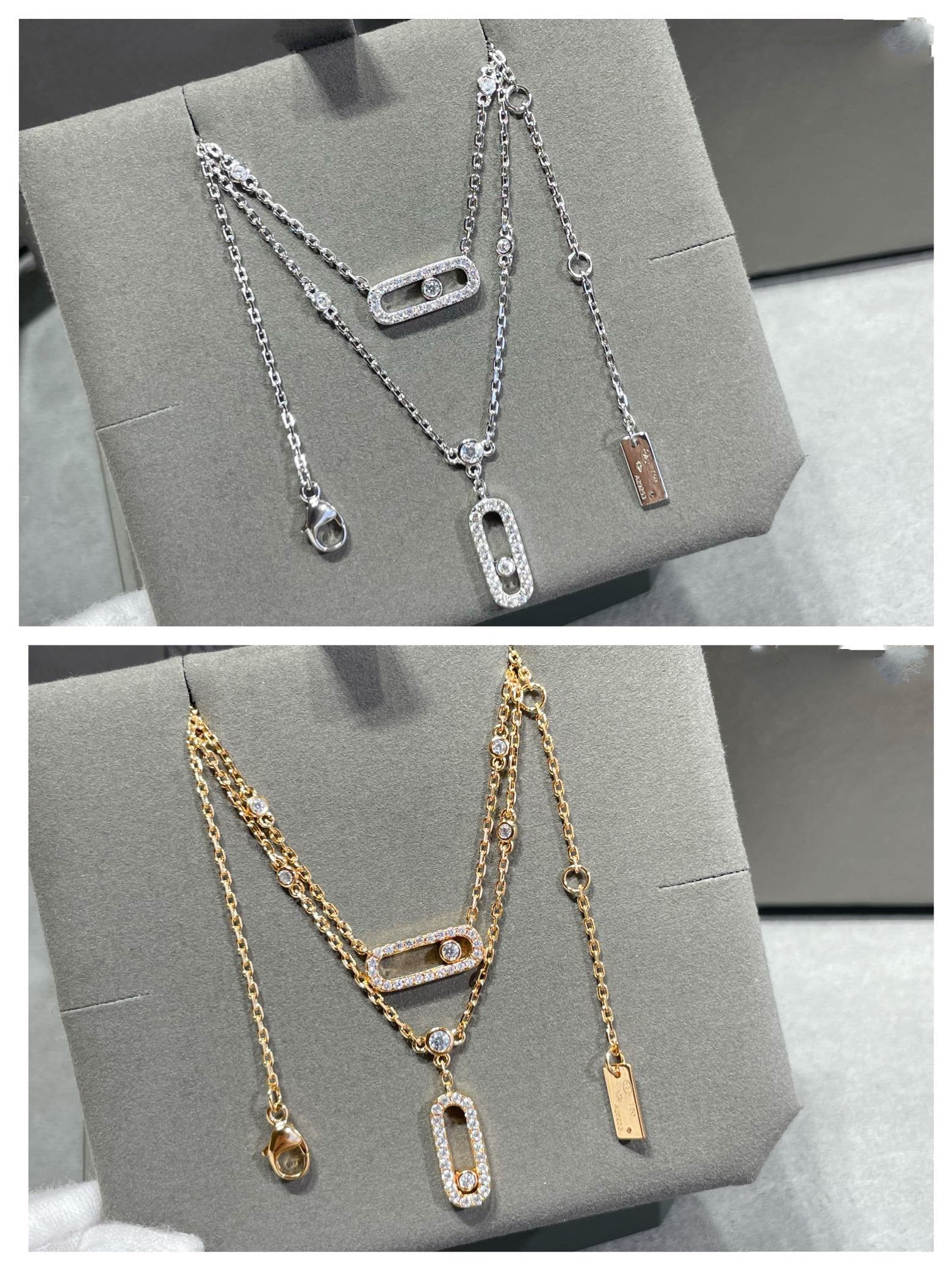 [Loco jewelrys]MOVE 2 ROW DIAMOND NECKLACE
