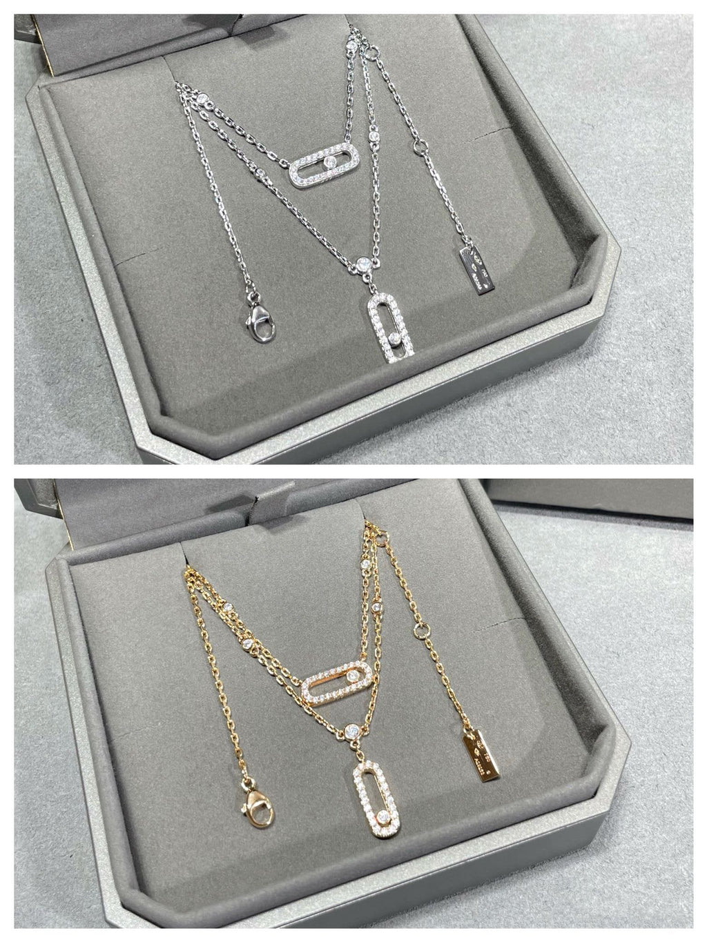 [Loco jewelrys]MOVE 2 ROW DIAMOND NECKLACE