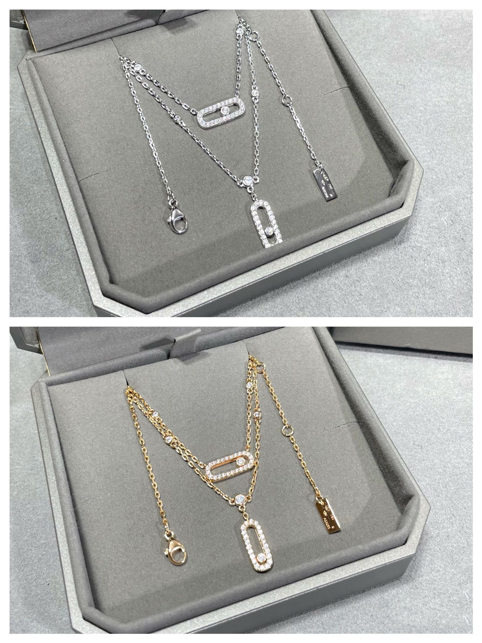 [Loco jewelrys]MOVE 2 ROW DIAMOND NECKLACE