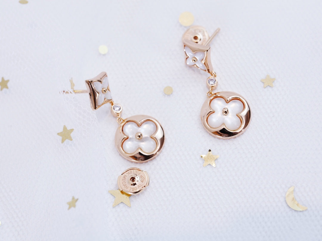 Loco STAR AND SUN PINK GOLD MOP DROP EARRINGS