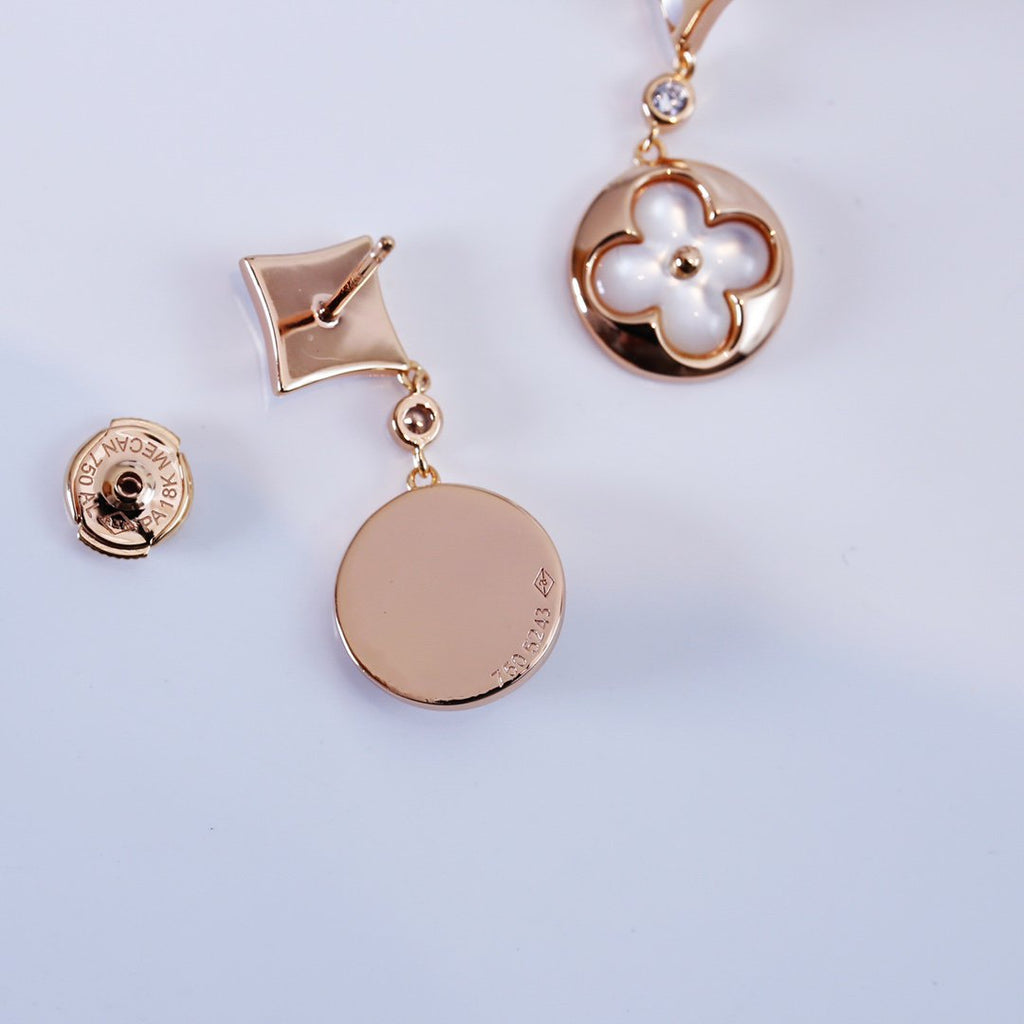 Loco STAR AND SUN PINK GOLD MOP DROP EARRINGS