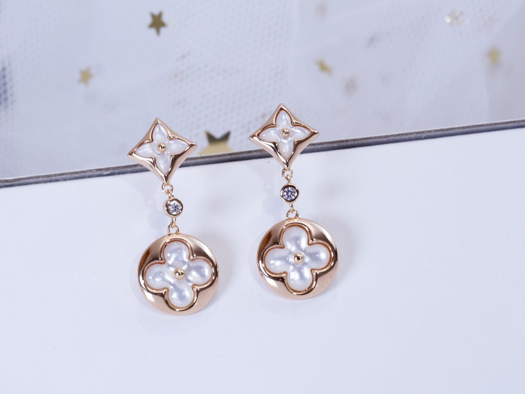 Loco STAR AND SUN PINK GOLD MOP DROP EARRINGS