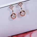 Loco STAR AND SUN PINK GOLD MOP DROP EARRINGS