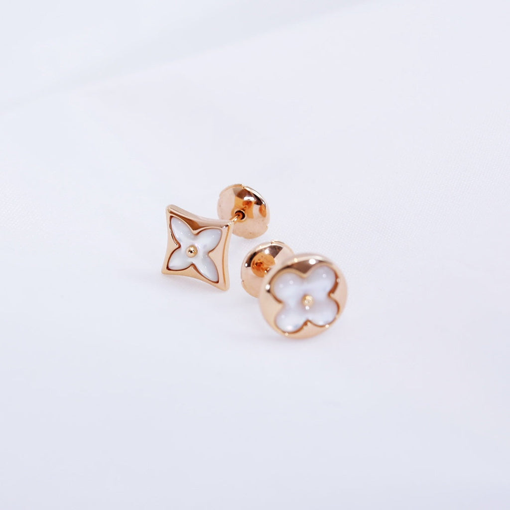 Loco STAR AND SUN PINK GOLD MOP STUD EARRINGS