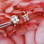 Loco STAR AND SUN PINK GOLD MOP STUD EARRINGS