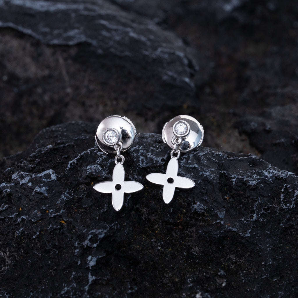 Loco VIDYLLE SILVER DIAMOND MINI DROP EARRINGS