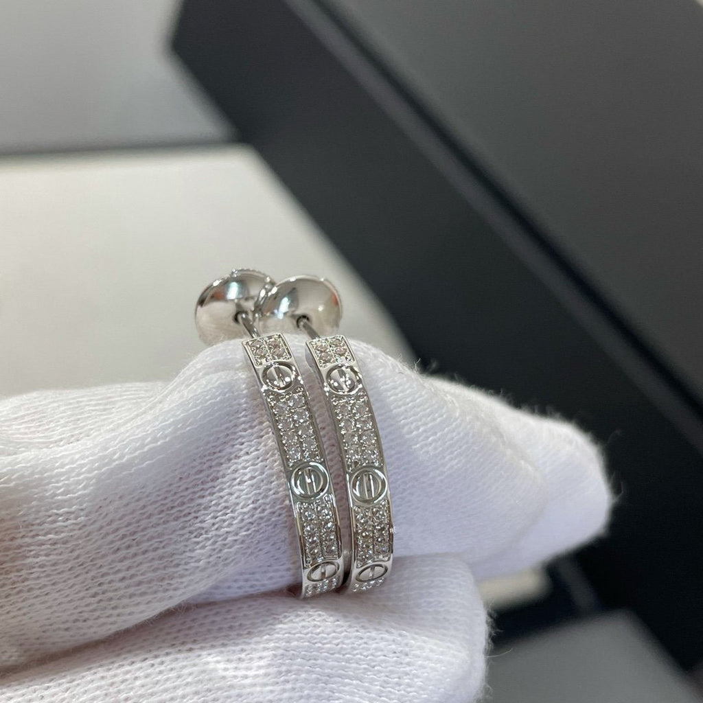Loco LOVE DIAMOND SILVER HOOP EARRINGS