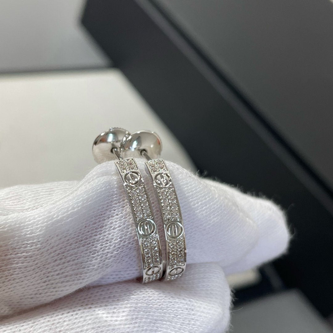 Loco LOVE DIAMOND SILVER HOOP EARRINGS