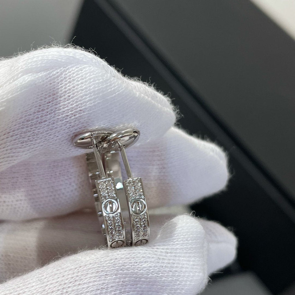 Loco LOVE DIAMOND SILVER HOOP EARRINGS