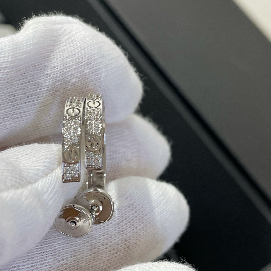 Loco LOVE DIAMOND SILVER HOOP EARRINGS