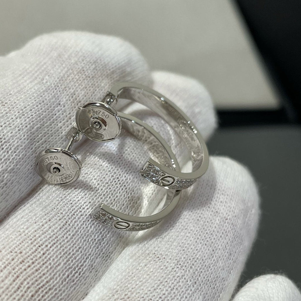Loco LOVE DIAMOND SILVER HOOP EARRINGS