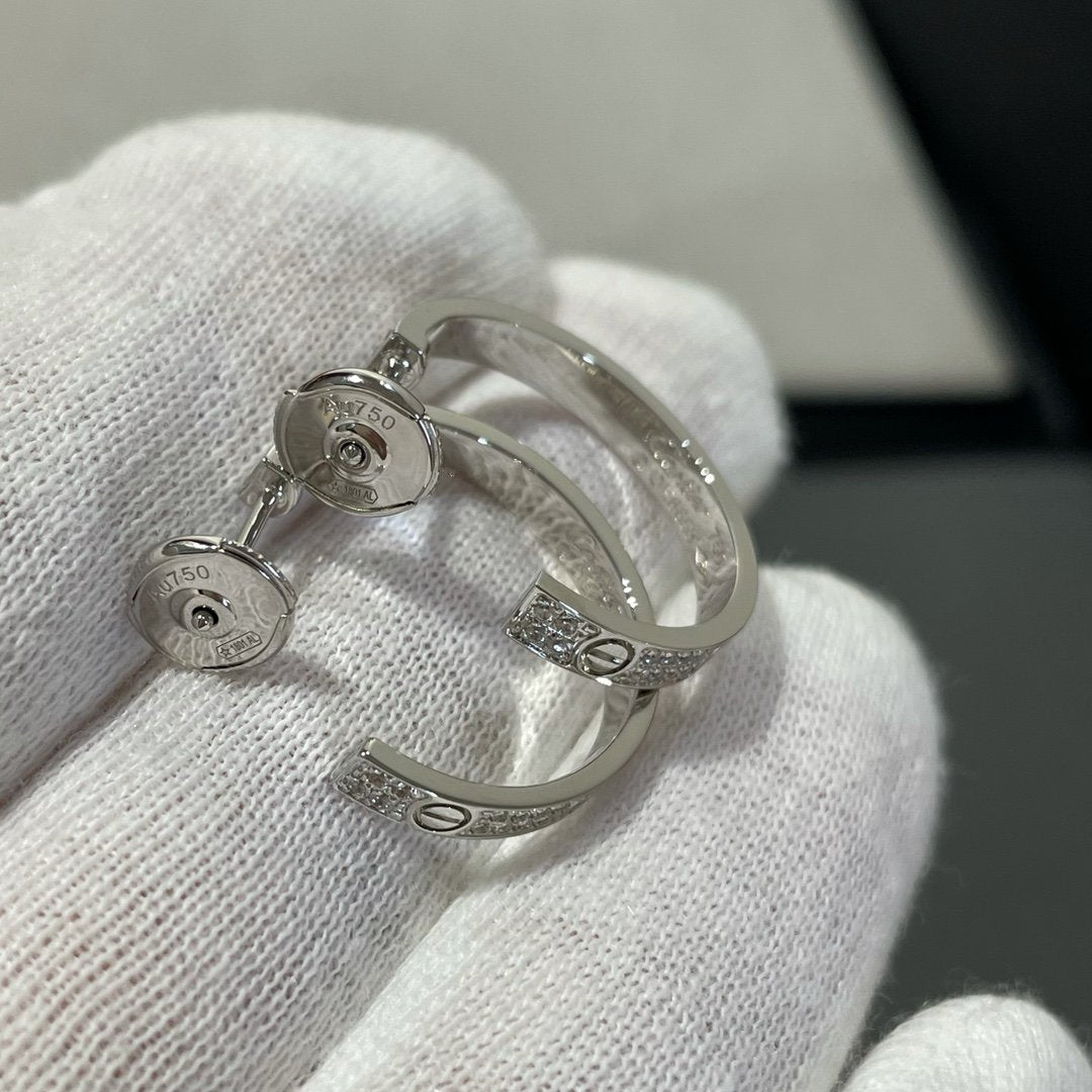 Loco LOVE DIAMOND SILVER HOOP EARRINGS