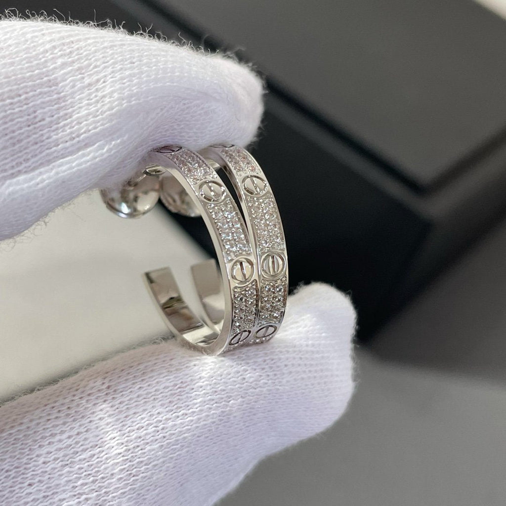 Loco LOVE DIAMOND SILVER HOOP EARRINGS