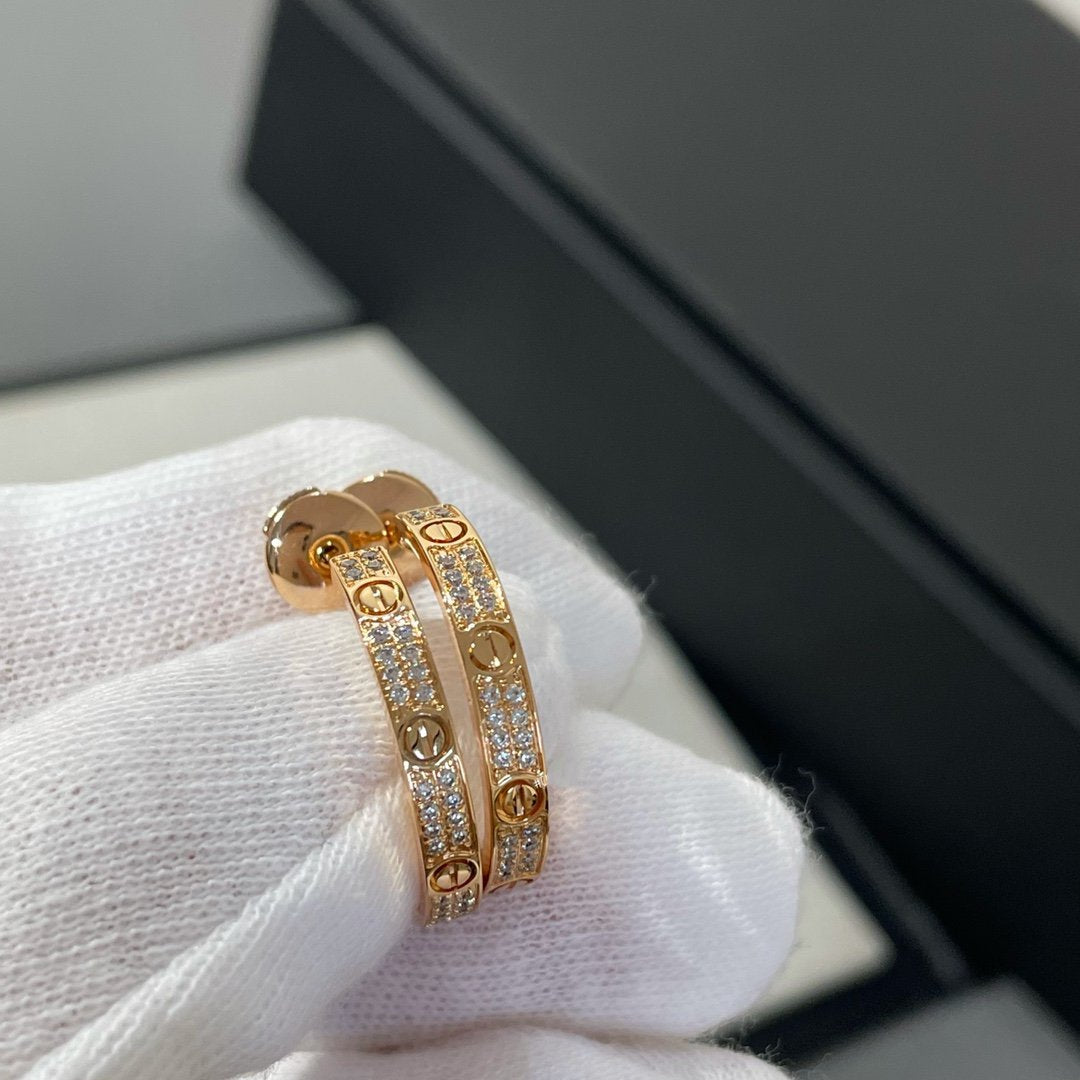 Loco LOVE DIAMOND PINK GOLD HOOP EARRINGS