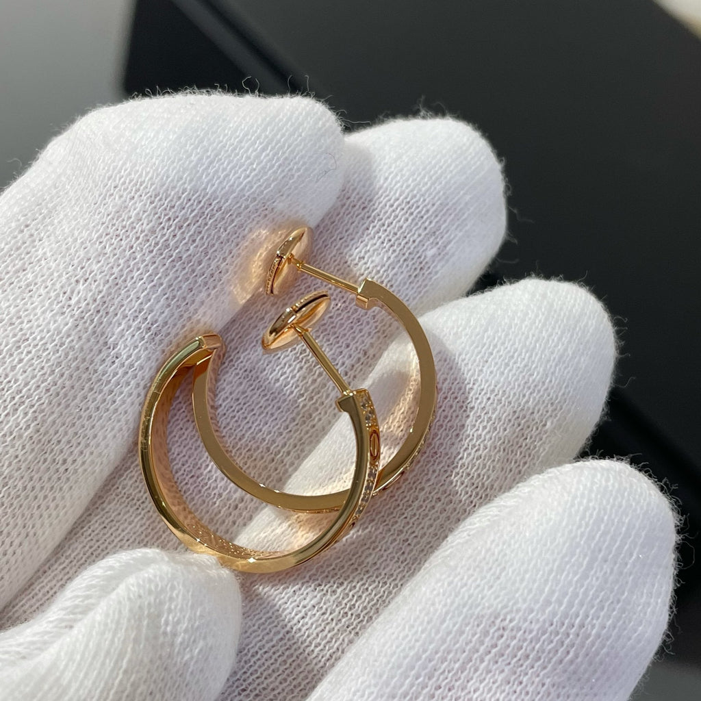 Loco LOVE DIAMOND PINK GOLD HOOP EARRINGS