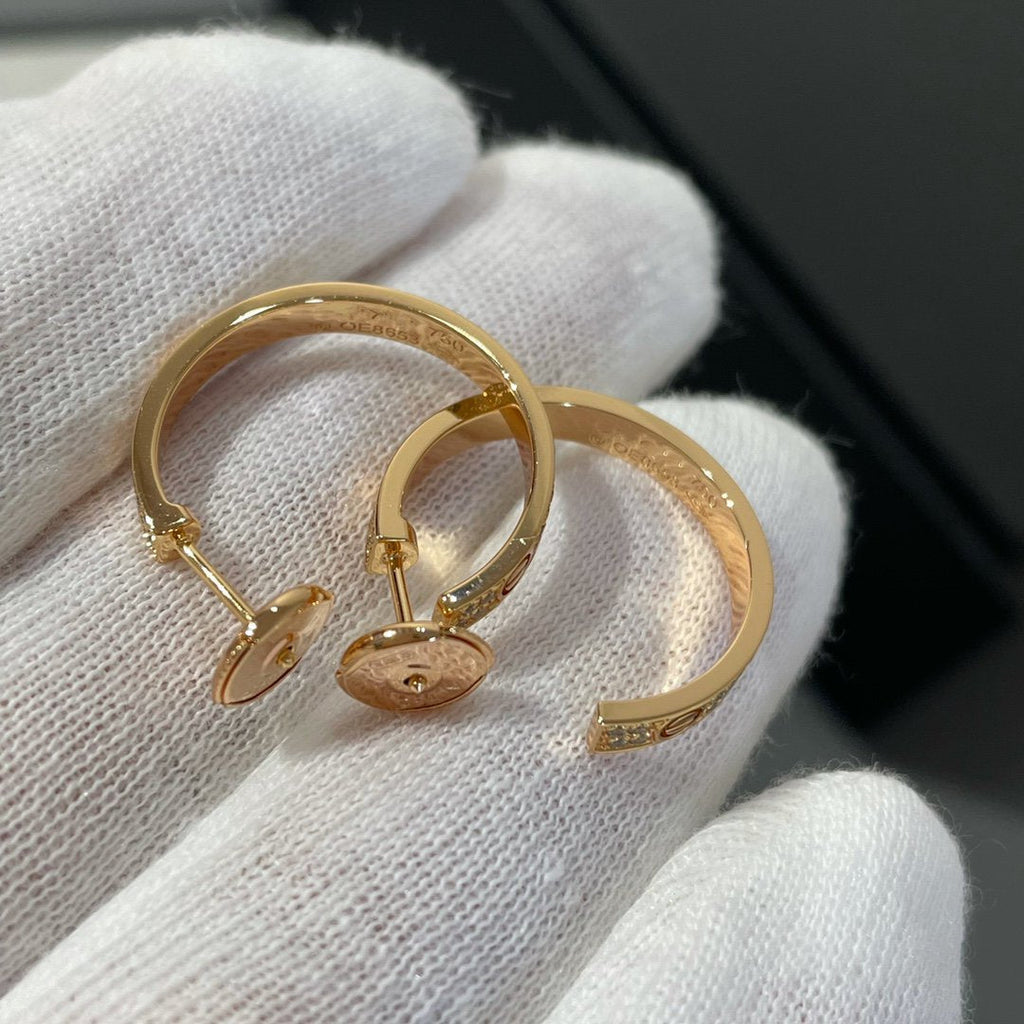 Loco LOVE DIAMOND PINK GOLD HOOP EARRINGS