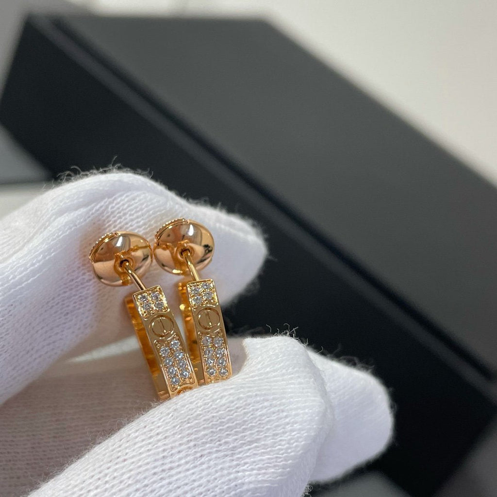 Loco LOVE DIAMOND PINK GOLD HOOP EARRINGS
