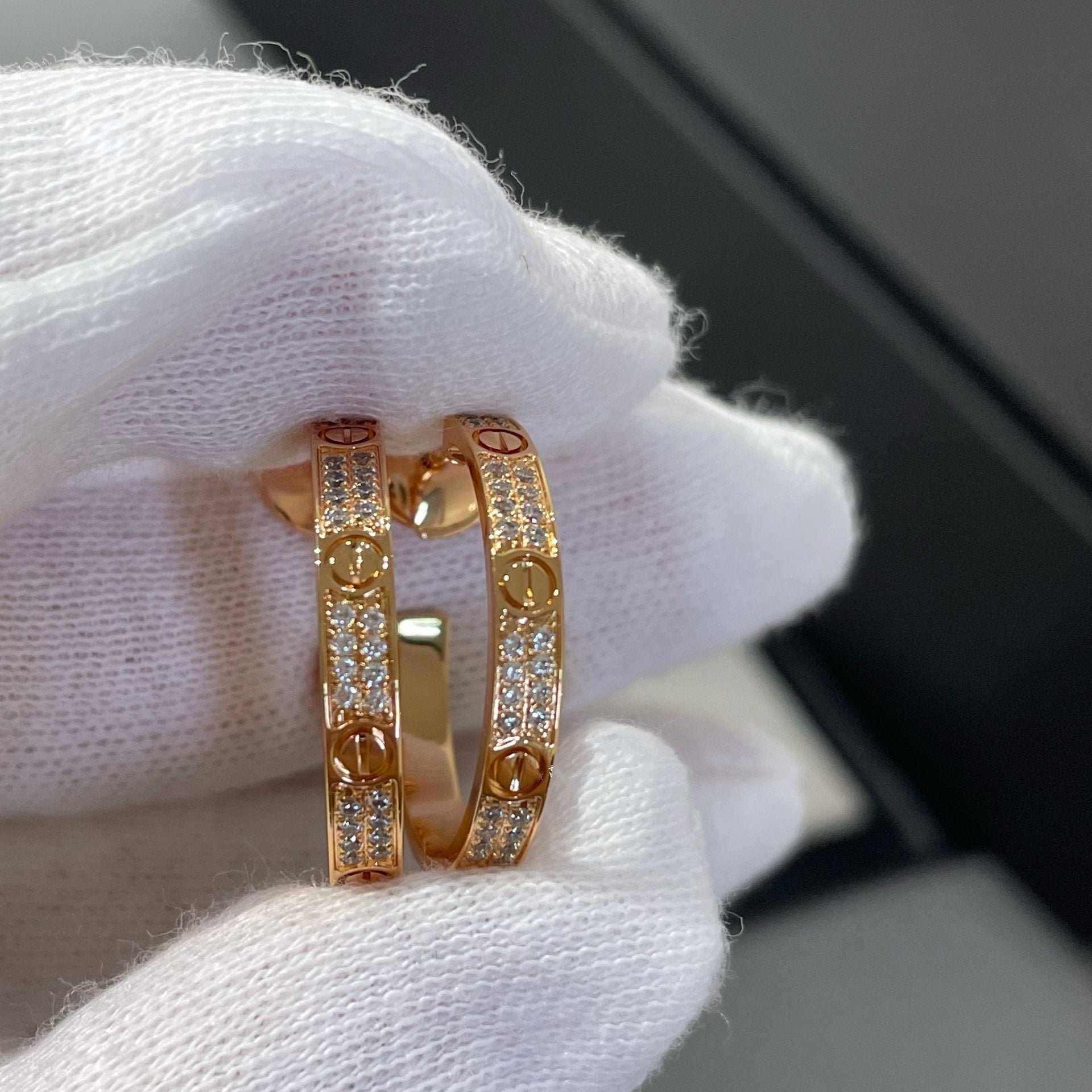 Loco LOVE DIAMOND PINK GOLD HOOP EARRINGS