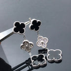 Loco CLOVER 3 MOTIF DIAMOND ONYX SILVER EARRINGS