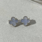 Loco CLOVER CHALCEDONY SILVER STUD EARRINGS