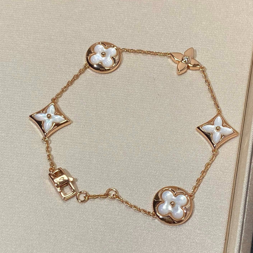 Loco STAR AND SUN 5 MOTIF MOP PINK GOLD BRACELET