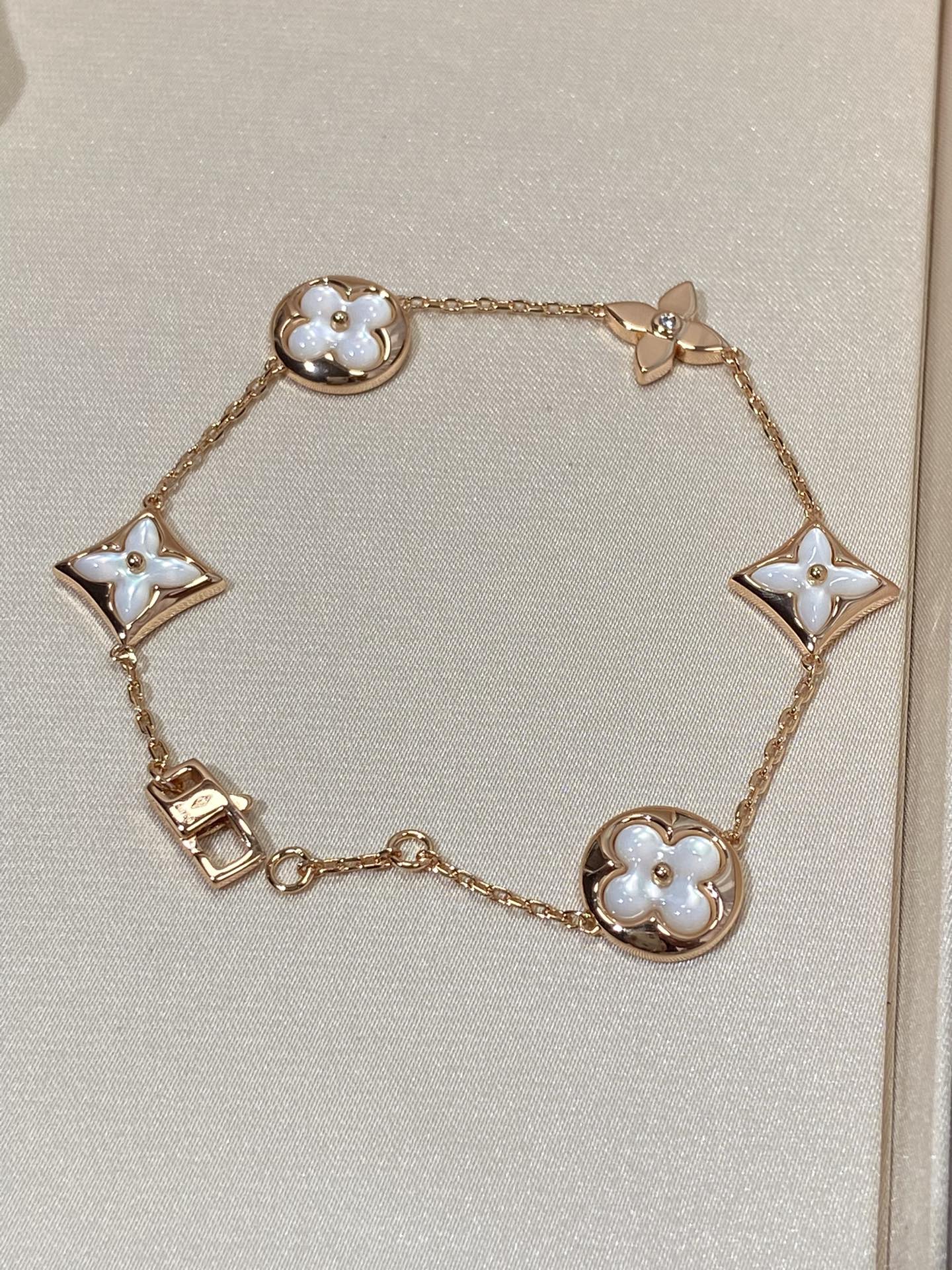 Loco STAR AND SUN 5 MOTIF MOP PINK GOLD BRACELET