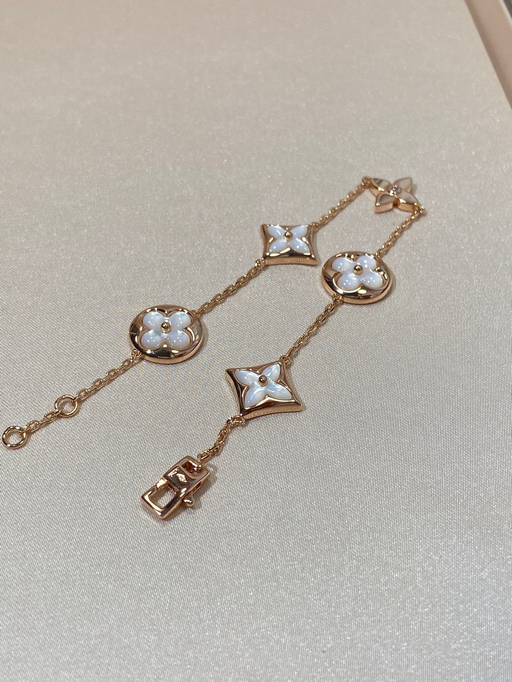 Loco STAR AND SUN 5 MOTIF MOP PINK GOLD BRACELET