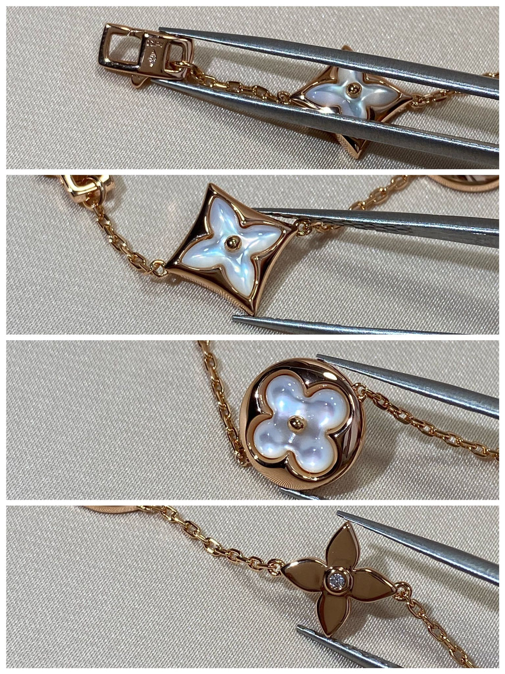 Loco STAR AND SUN 5 MOTIF MOP PINK GOLD BRACELET
