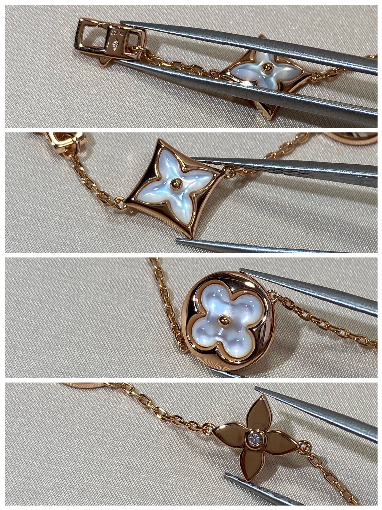 Loco STAR AND SUN 5 MOTIF MOP PINK GOLD BRACELET