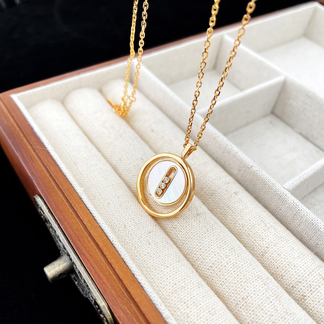 [Loco jewelrys]LUCKY MOVE MOP PINK GOLD NECKLACE