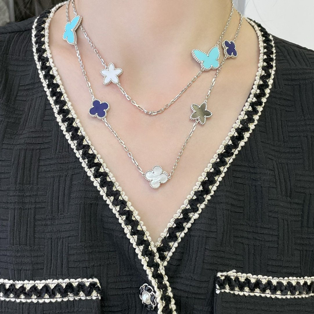 Loco LUCKY CLOVER SILVER 11 MOTIF NECKLACE