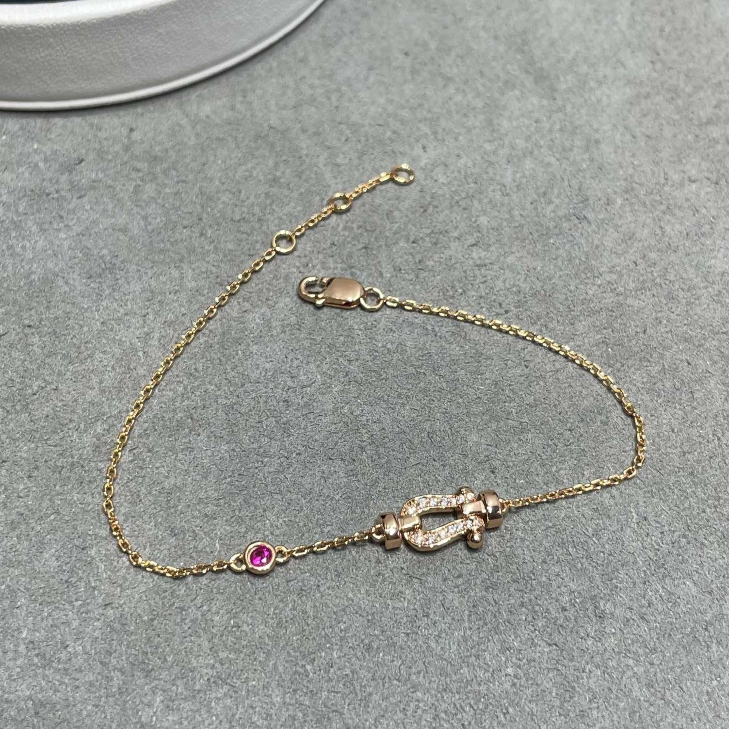 Loco FORCE 10 DIAMOND CHAIN LINK PINK GOLD BRACELET