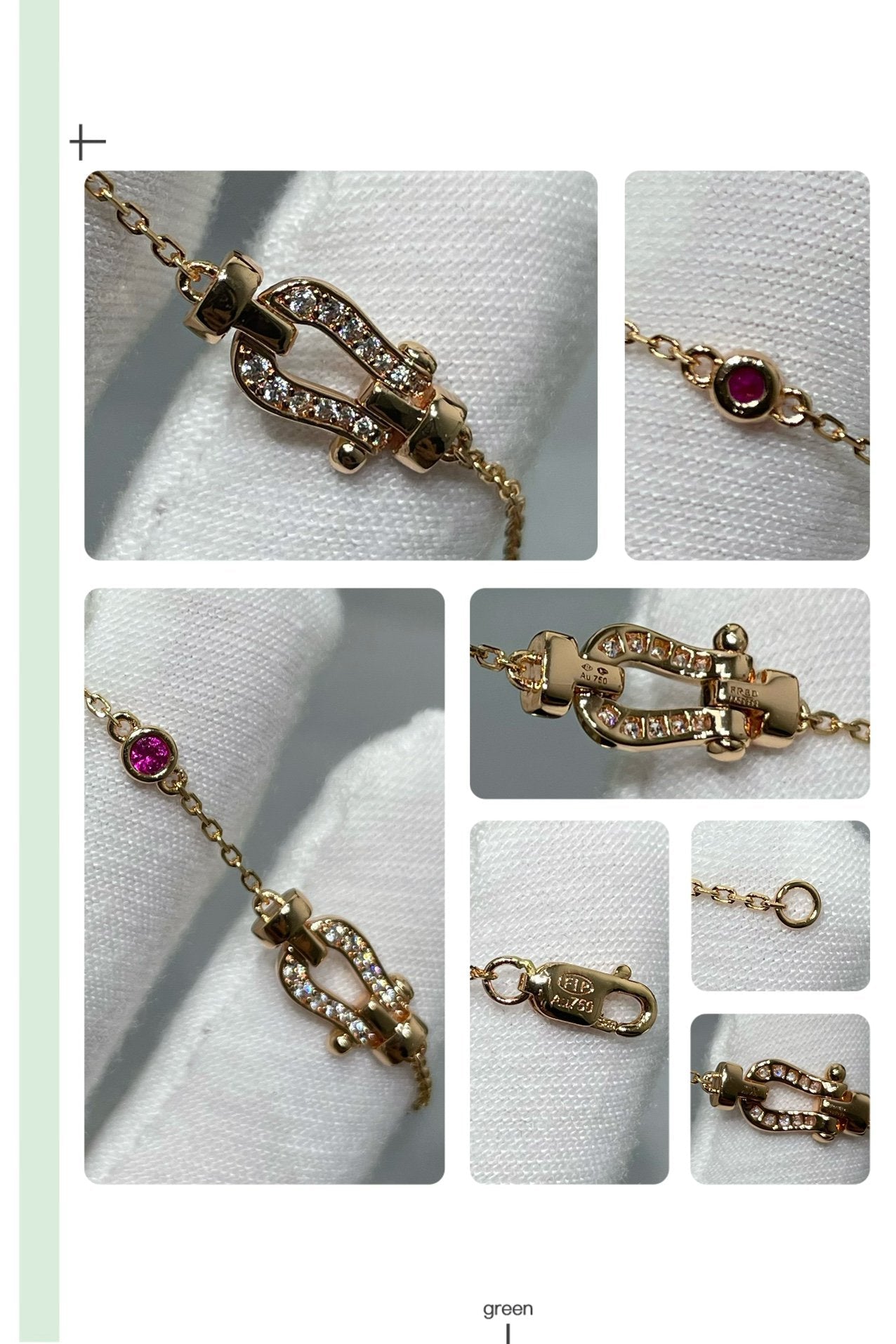 Loco FORCE 10 DIAMOND CHAIN LINK PINK GOLD BRACELET