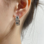 Loco LOVE CERAMIC DIAMOND PAVED SILVER EARRINGS