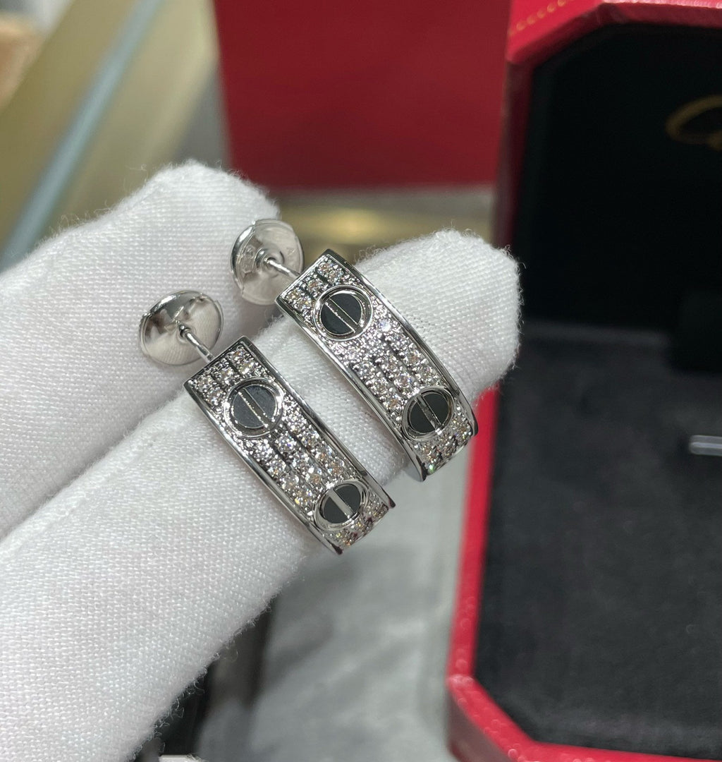 Loco LOVE CERAMIC DIAMOND PAVED SILVER EARRINGS