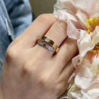 Loco LOVE PINK GOLD SILVER DIAMOND DOUBLE RING