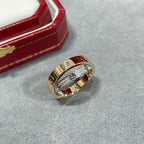 Loco LOVE PINK GOLD SILVER DIAMOND DOUBLE RING