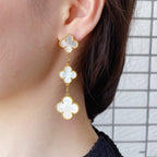 Loco CLOVER MOP 3 MOTIFS GOLD EARRINGS