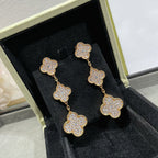 Loco CLOVER 3 MOTIFS DIAMOND PAVED ROSE GOLD EARRINGS