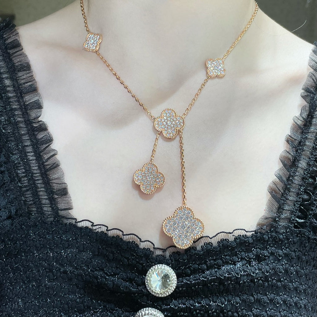 Loco CLOVER 6 MOTIF DIAMOND PAVED NECKLACE