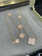 Loco CLOVER 6 MOTIF DIAMOND PAVED NECKLACE