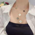 Loco CLOVER 6 MOTIF MOP ONYX GOLD NECKLACE
